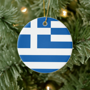 Greek Flag (Greece) Ceramic Ornament