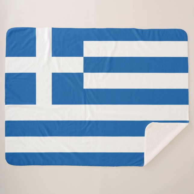 Greek Flag (Greece) Sherpa Blanket (Front (Horizontal))