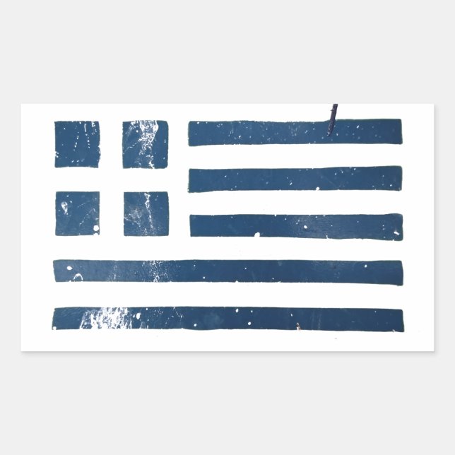 greek flag grunge stencil rectangular sticker (Front)