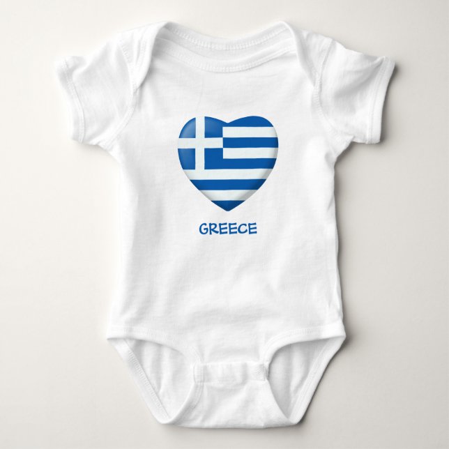 Greek Flag Heart Baby Bodysuit (Front)