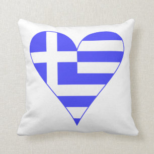Greek Flag Heart Funky Cushion