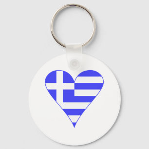 Greek Flag Heart Funky Key Ring