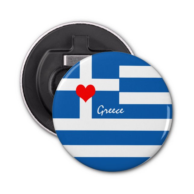 Greek flag & Heart - Greece travel/sports fans Bottle Opener (Front)