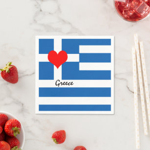 Greek flag & Heart - Greece travel/sports fans Napkin