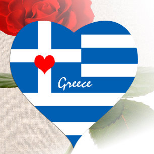 Greek flag & Heart - Greece travel/sports fans Sticker