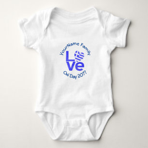Greek Flag Heart in Blue LOVE Baby Bodysuit