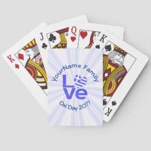 Greek Flag Heart in Blue LOVE Playing Cards