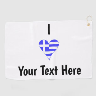 Greek Flag Heart Love Personalised Golf Towel