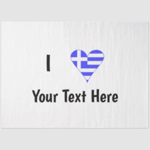 Greek Flag Heart Love Personalised Tissue Paper