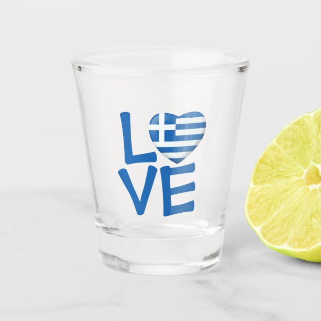 Greek Flag Heart Shot Glass (Front)
