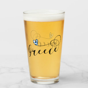 Greek Flag In A Heart, Greece Glass