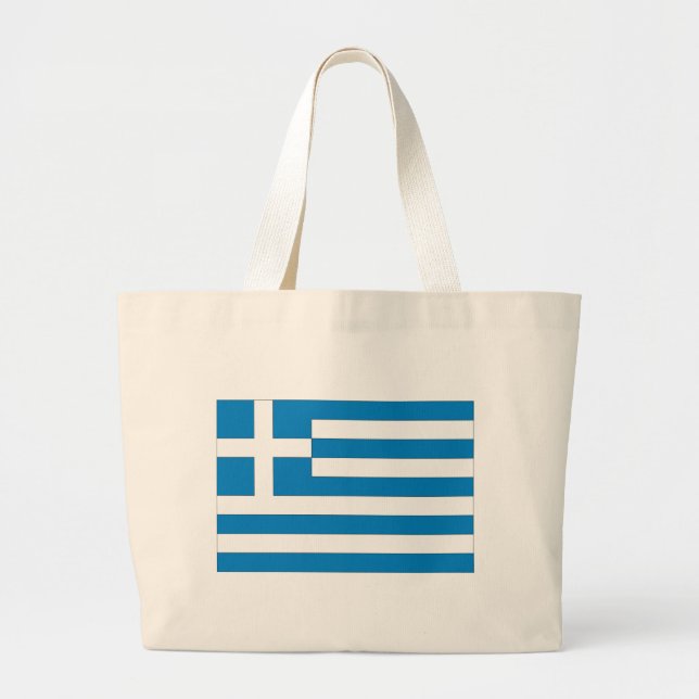 Greek Flag Large Tote Bag (Front)