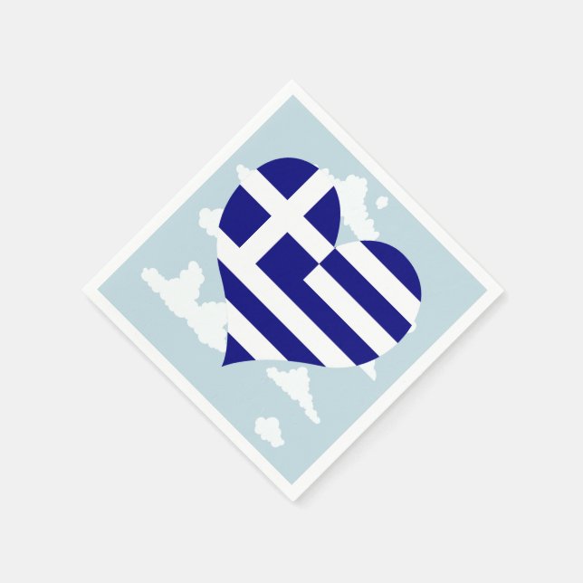 Greek Flag on a cloudy background Napkin (Corner)
