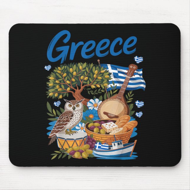 Greek Flag Outfit Idea for Kids with Hellenic Mouse Pad (Front)