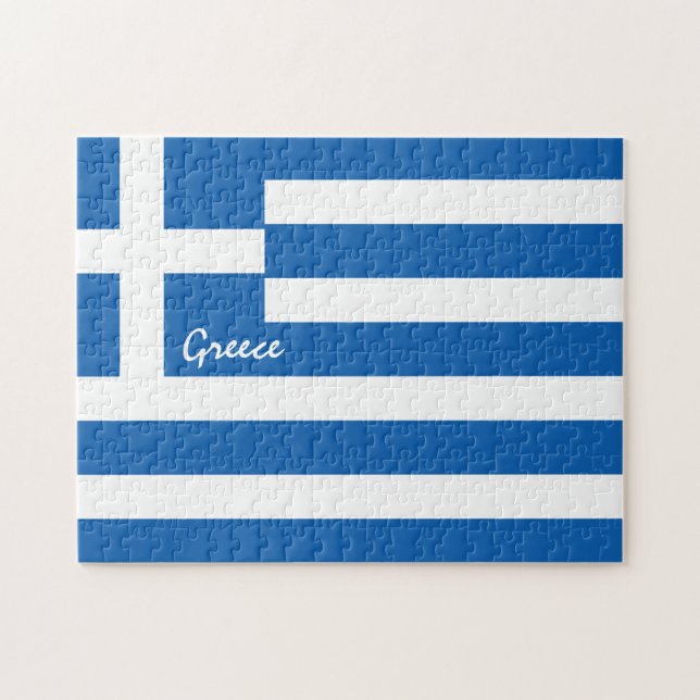 Greek flag & Patriots - Greece travel/sports fans Jigsaw Puzzle (Horizontal)