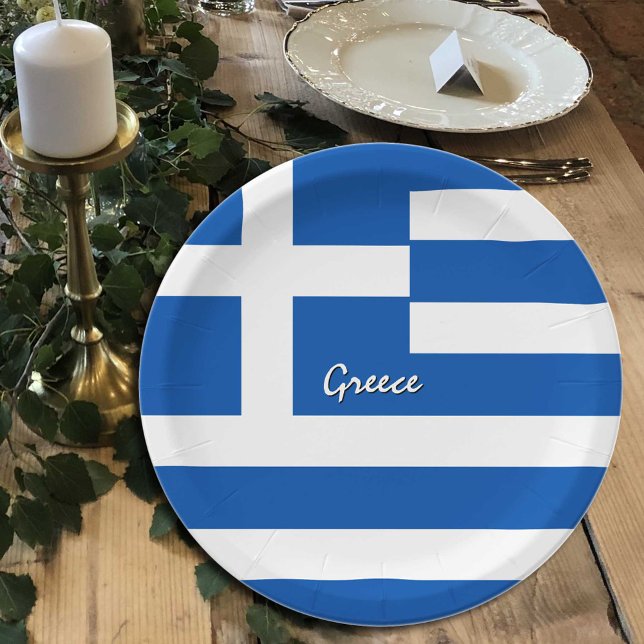 Greek Flag plates, party, sports, Greece Paper Plate (Creator Uploaded)