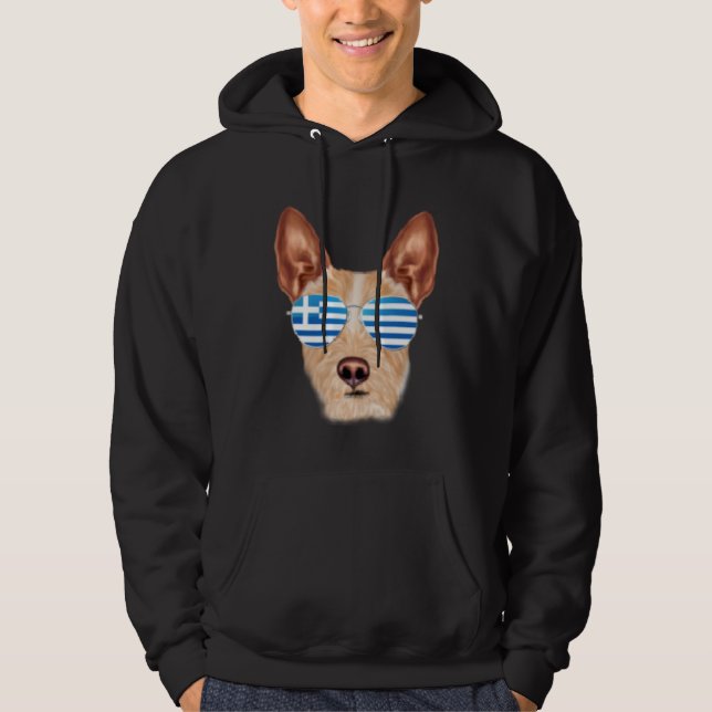 Greek Flag Portuguese Podengo Pequeno Dog Greece P Hoodie (Front)