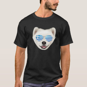Greek Flag Samoyed Dog Greece Pocket T-Shirt