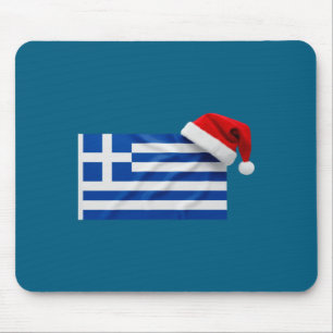 Greek Flag Santa Hat Funny Greece Christmas Holida Mouse Pad