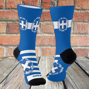 Greek Flag Socsk, Patriotic, Sustainable Greece Socks