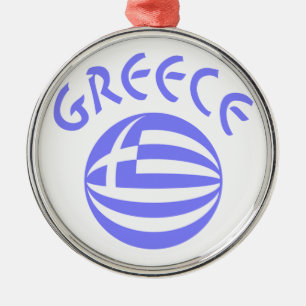 Greek Flag Sphere Metal Tree Decoration