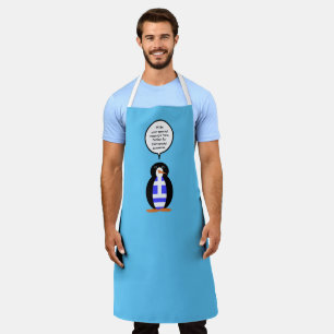 Greek Flag Talking Ms Penguin Personalised Apron