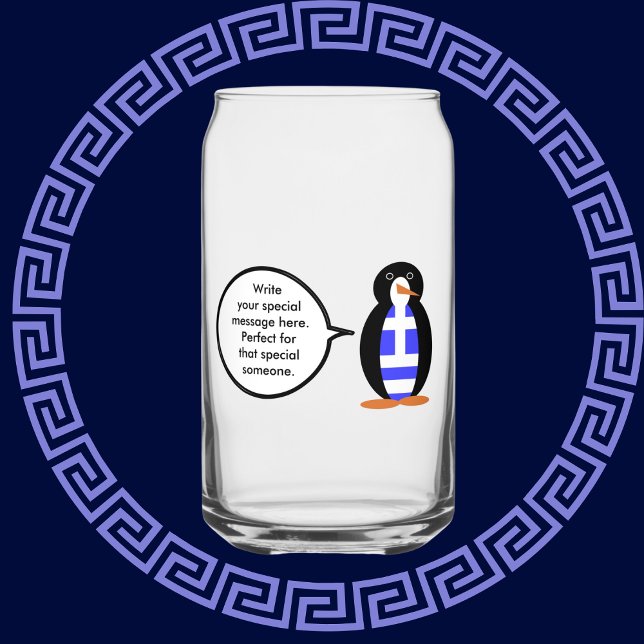 Greek Flag Talking Ms Penguin Personalised Can Glass (Creator Uploaded)