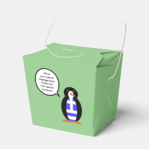 Greek Flag Talking Ms Penguin Personalised Favour Box