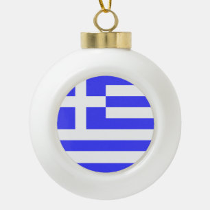 Greek Flag Total Ceramic Ball Christmas Ornament