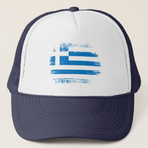 Greek flag trucker hat