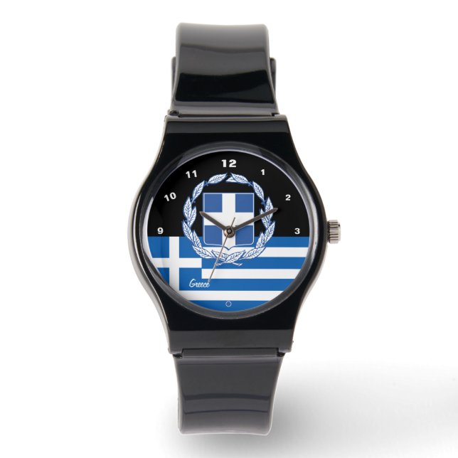 Greek Flag watch, Emblem, Greece /sports Watch (Front)