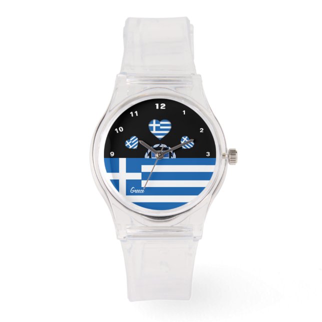 Greek Flag watch, Hearts, Greece /sports Watch (Front)