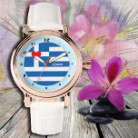 Greek Flag watch, with Heart /love Greece Watch<br><div class="desc">Watch: Fashion design watch featuring Greek Flag with a red heart & Greece - love my country,  mothers day,  wedding anniversary,  travel,  holiday,  patriots / sports fan</div>