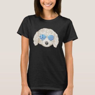 Greek Flag White Poodle Dog Greece Pocket T-Shirt