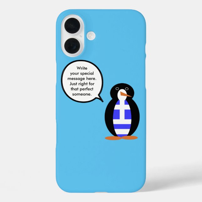 Greek Flag Wildlife Penguin Personalised Gift Case-Mate iPhone Case (Back)