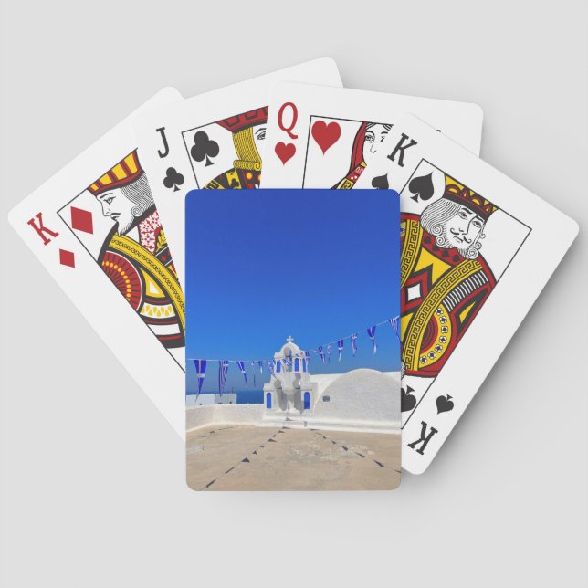 Greek Flags White Church Building Greece Playing Cards (Back)
