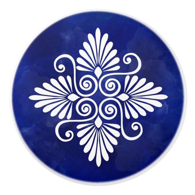 Greek Flourish Ornament  Ceramic Knob (Front)