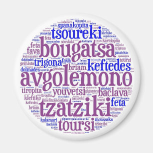 Greek Food Fridge Magnet (Round)