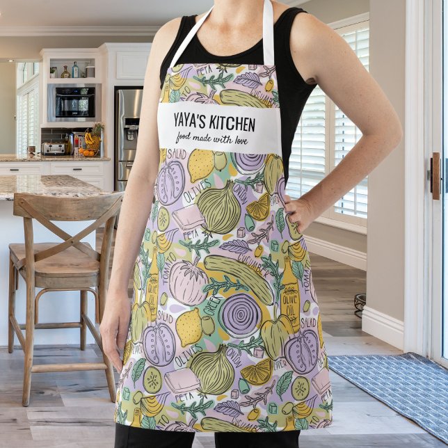 Greek Food, Restaurant Chef, Yaya Custom Text Apron (Creator Uploaded)