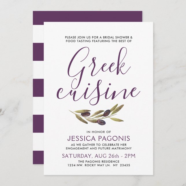 Greek Food Tasting | Bridal Shower Invite (Front/Back)
