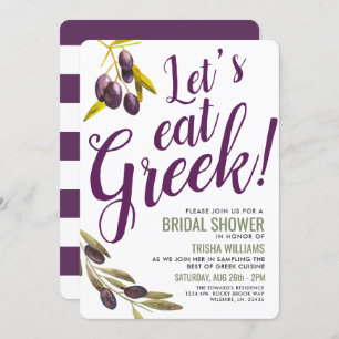 Greek Food Tasting   Bridal Shower Sangria Invite
