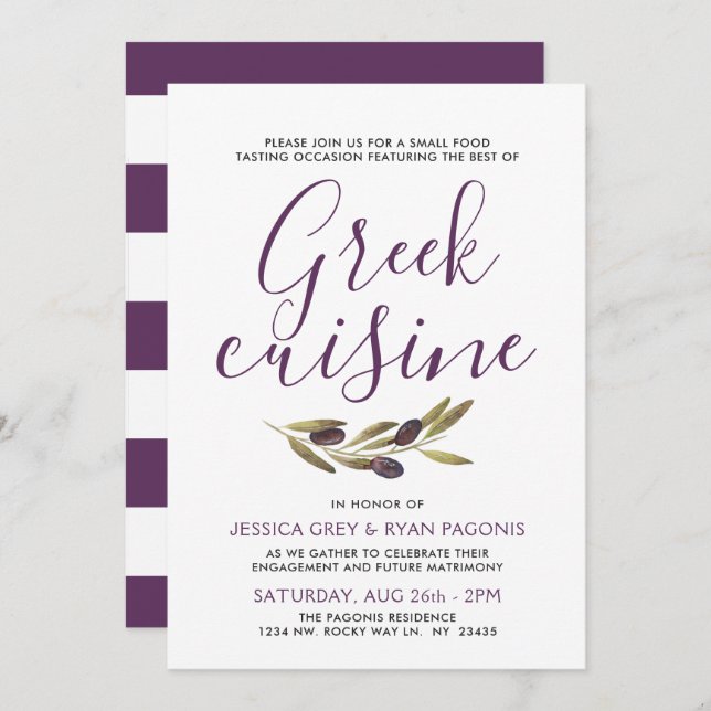 Greek Food Tasting | Engagement Party Invite (Front/Back)