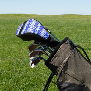 Greek Fret Arabesque Blue, Your Name, Personalise Golf Head Cover