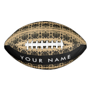 Greek Fret Arabesque Brown, Your Name, Personalise Football