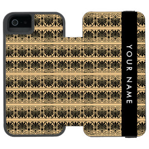 Greek Fret Arabesque Brown, Your Name, Personalise Incipio Watson™ iPhone 5 Wallet Case