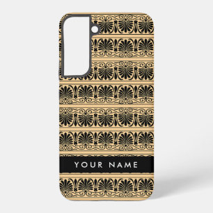 Greek Fret Arabesque Brown, Your Name, Personalise Samsung Galaxy Case
