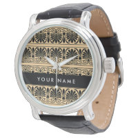 Greek Fret Arabesque Brown, Your Name, Personalise