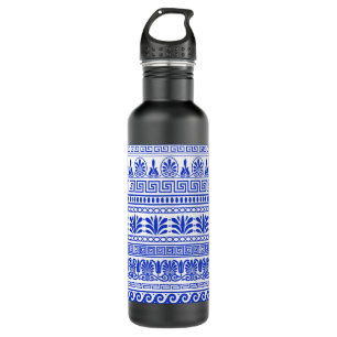Greek Fret, Mediterranean Pattern, Blue 710 Ml Water Bottle