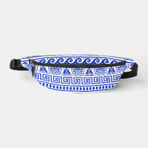 Greek Fret, Mediterranean Pattern, Blue Bum Bags