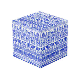 Greek Fret, Mediterranean Pattern, Blue Cube